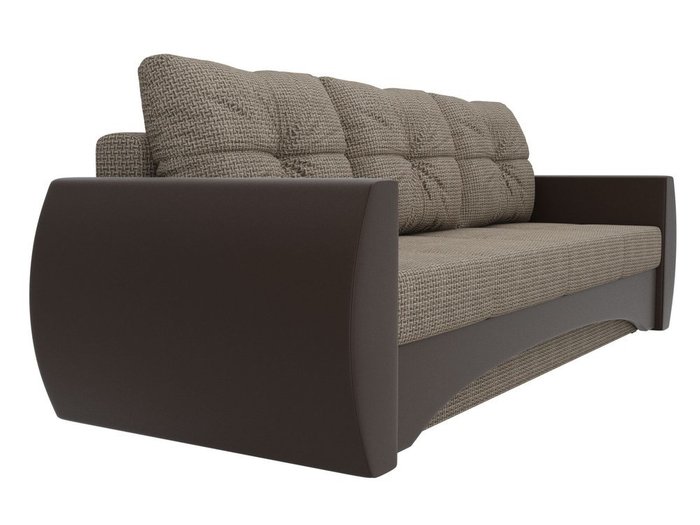 Прямой диван-кровать Сатурн коричнево-бежевого цвета (ткань/экокожа) - лучшие Прямые диваны в INMYROOM
