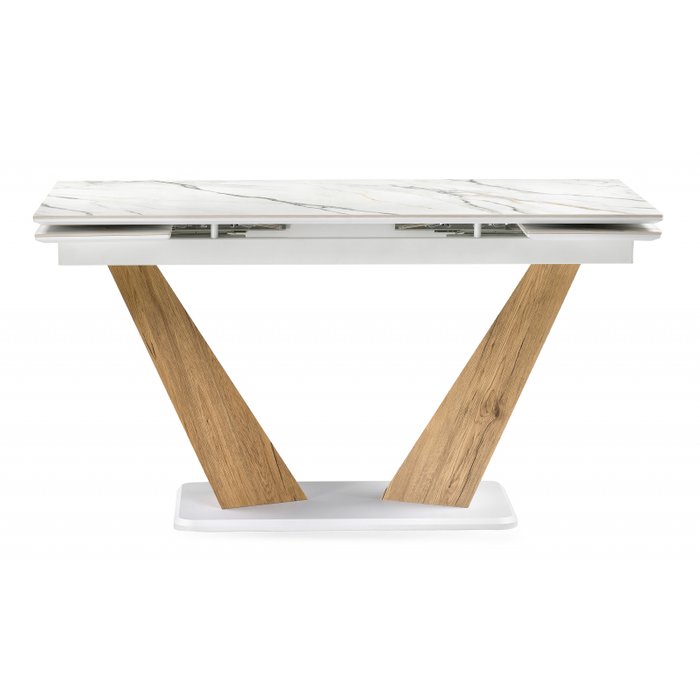 Раздвижной обеденный стол Разкели белого цвета - купить Обеденные столы по цене 44190.0