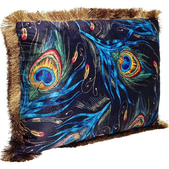 Подушка Peacock feather синего цвета - купить Декоративные подушки по цене 6550.0