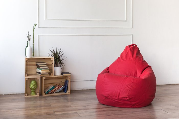 Кресло-мешок Груша 2XL в обивке из ткани фьюжн красного цвета  - купить Бескаркасная мебель по цене 3790.0
