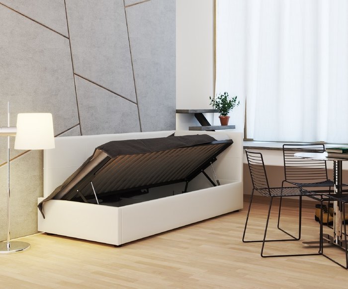 Кровать с подъемным механизмом Меркурий-1 90х190 белого цвета - купить Кровати для спальни по цене 25200.0