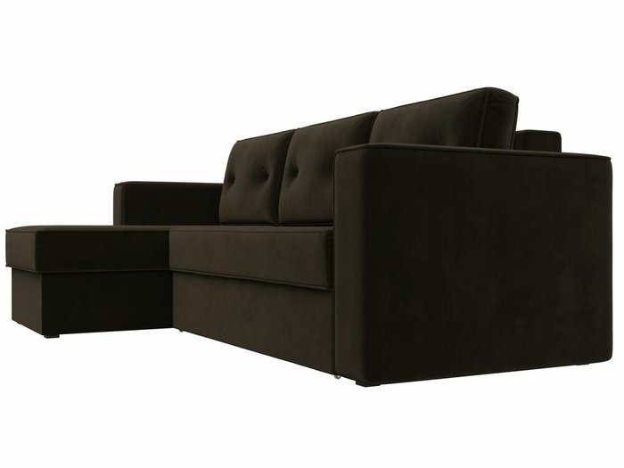 Угловой диван-кровать Принстон темно-коричневого цвета левый угол  - лучшие Угловые диваны в INMYROOM