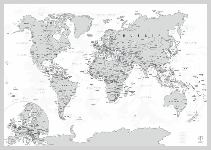 Скретч-карта мира SILVER  из  ламинированной бумаги - купить Декор стен по цене 1190.0