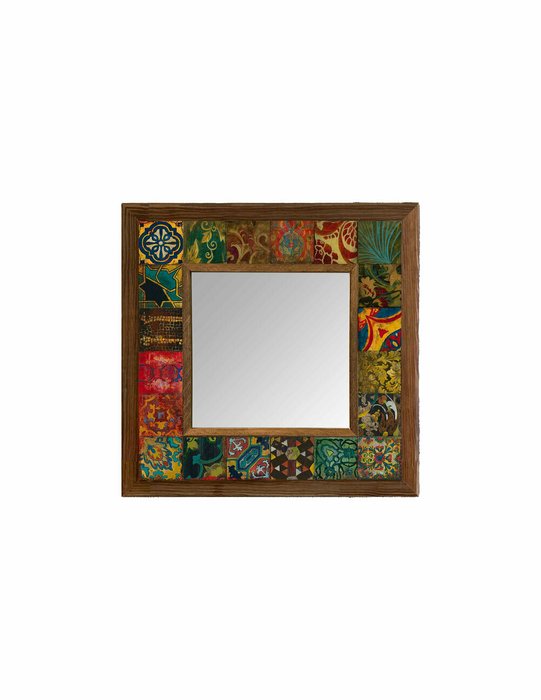 Настенное зеркало с каменной мозаикой 33x33 в раме из композита
