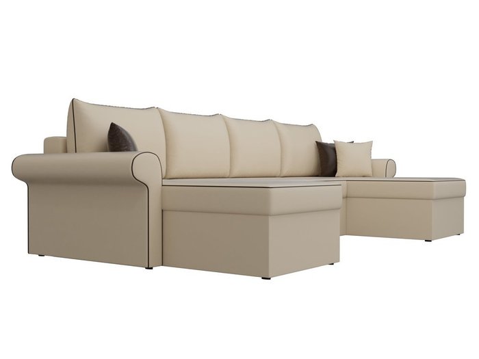 Угловой диван-кровать Милфорд бежевого цвета (экокожа) - лучшие Угловые диваны в INMYROOM