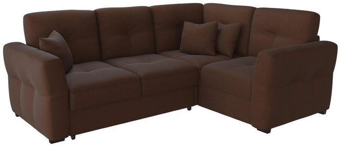 Угловой диван-кровать Манхеттен Choco темно-коричневого цвета