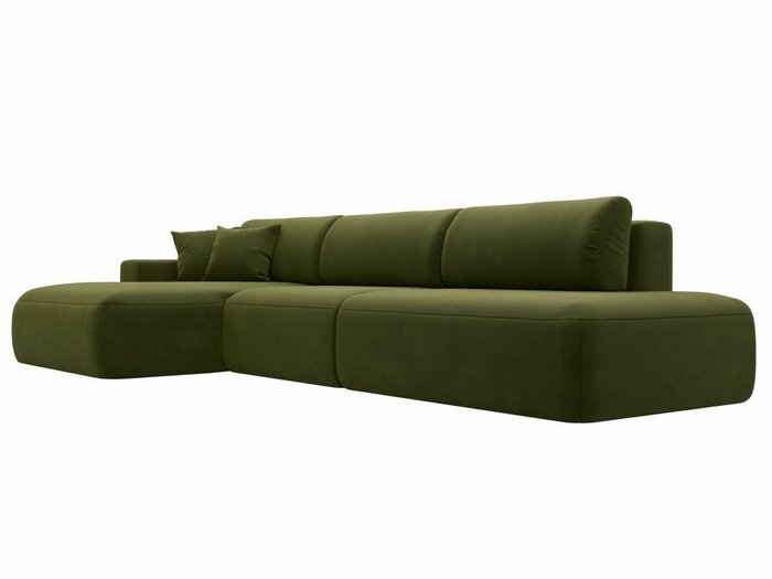 Угловой диван-кровать Лига 036 Модерн Лонг зеленого цвета левый угол - лучшие Угловые диваны в INMYROOM