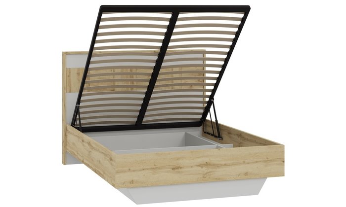Кровать Аризона 160х200 с подъемным механизмом бело-коричневого цвета  - лучшие Кровати для спальни в INMYROOM