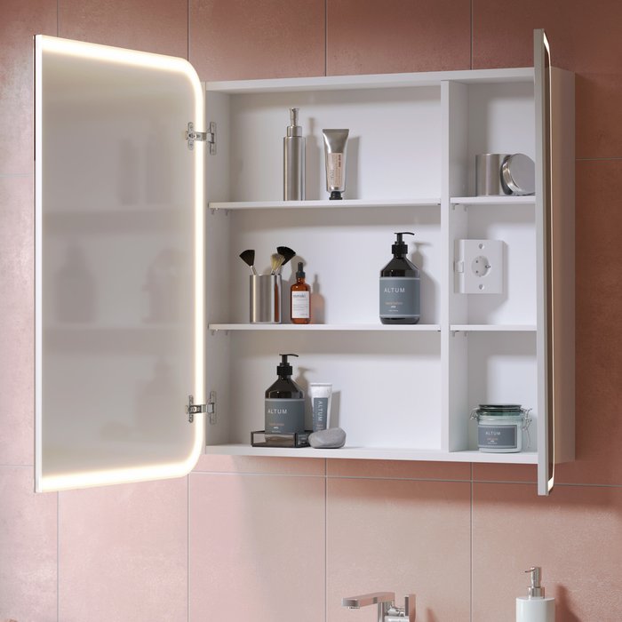 Шкаф зеркальный Lana 80х80 белого цвета - купить Полки по цене 32682.0