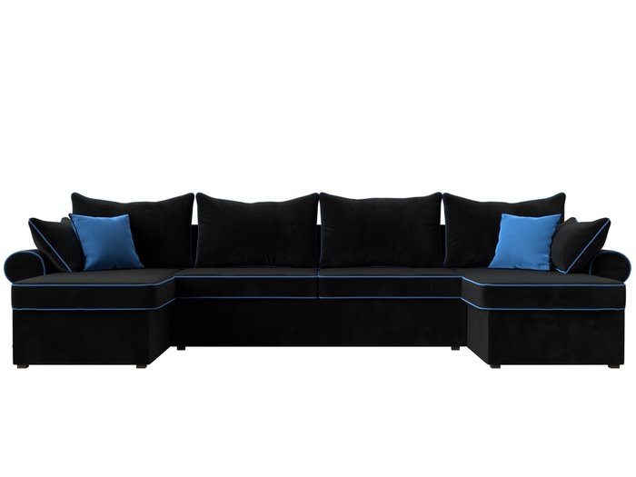 Угловой диван-кровать Элис черного цвета с голубой окантовкой - купить Угловые диваны по цене 90999.0