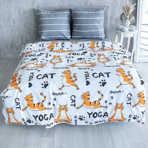 КПБ 'Традиция', 2,0 спальный, поплин, 100% хлопок, пл. 118 гр./кв.м., 'Йога Тигры' - купить Комплекты постельного белья по цене 3564