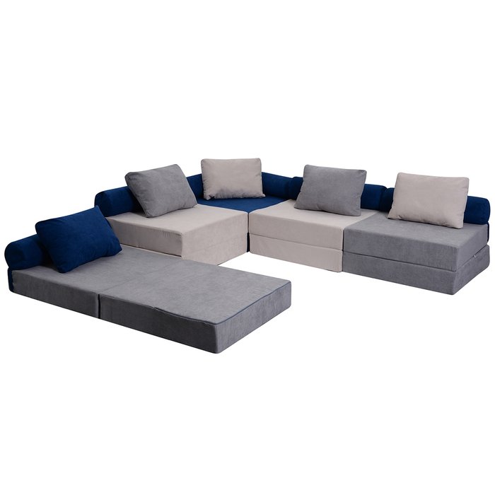 Диван угловой модульный Space серо-синего цвета - купить Бескаркасная мебель по цене 87790.0