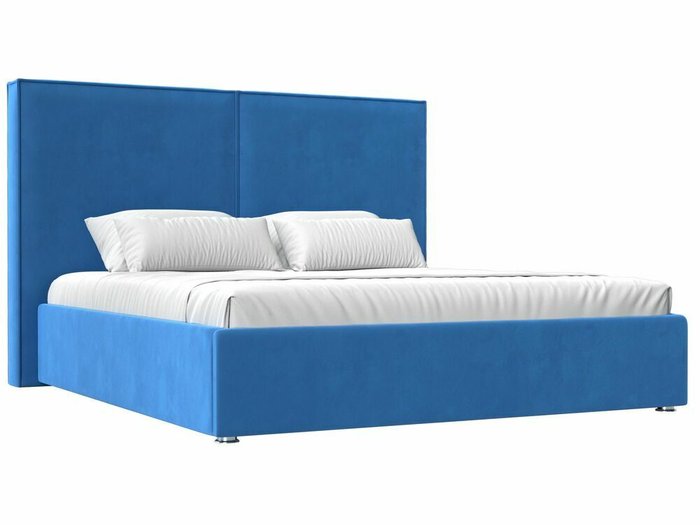 Кровать Аура 200х200 темно-голубого цвета с подъемным механизмом 