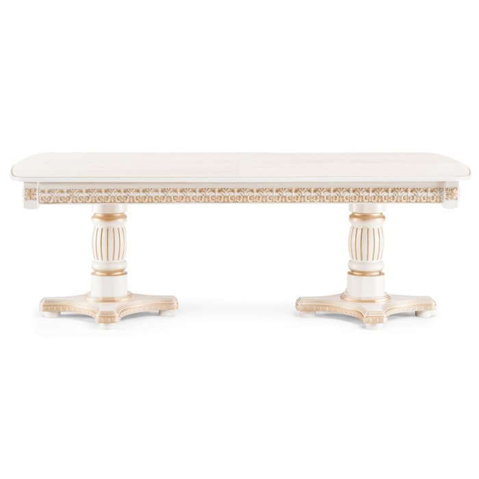 Раскладной обеденный стол Морнит бело-золотого цвета - купить Обеденные столы по цене 71990.0