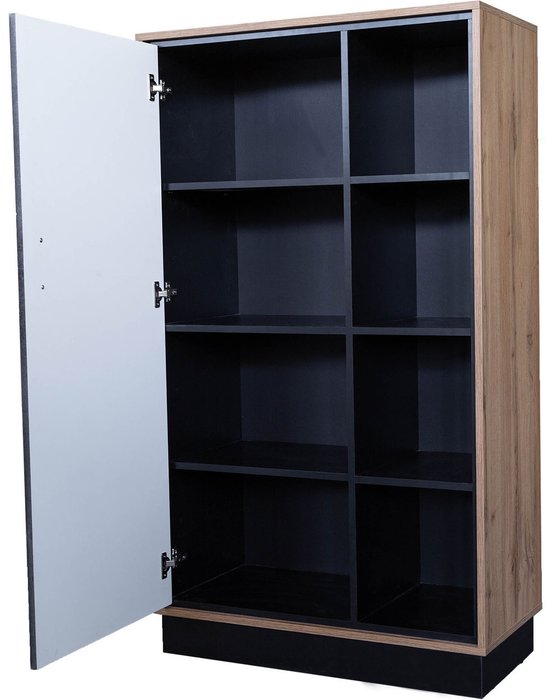 Книжный шкаф Лайн серо-бежевого цвета - лучшие Книжные шкафы в INMYROOM