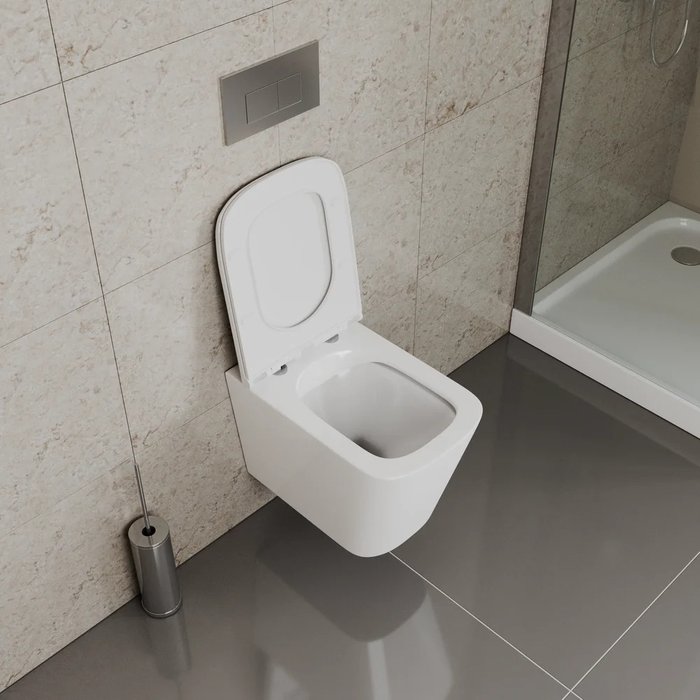 Унитаз подвесной Damp;K Quadro белый, безободковый, с микролифтом - лучшие Чаши унитазов в INMYROOM