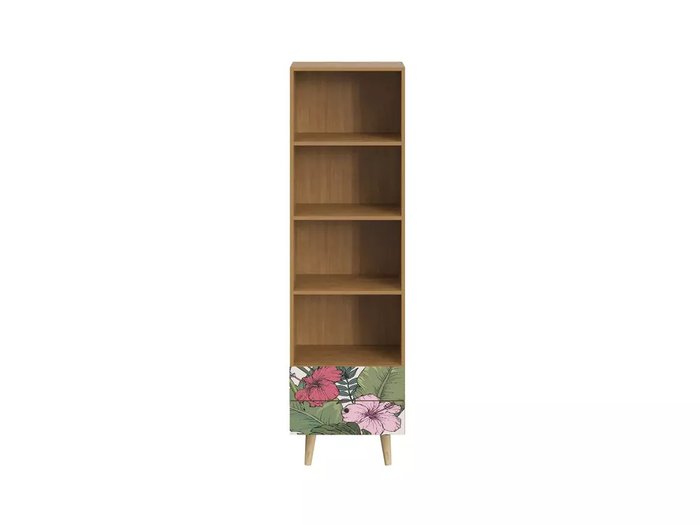 Книжный шкаф Frida с принтом Tropics и деревянными ножками - купить Книжные шкафы по цене 27900.0