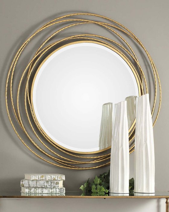 Зеркало настенное Трюдо в раме цвета латунь - купить Настенные зеркала по цене 45227.0