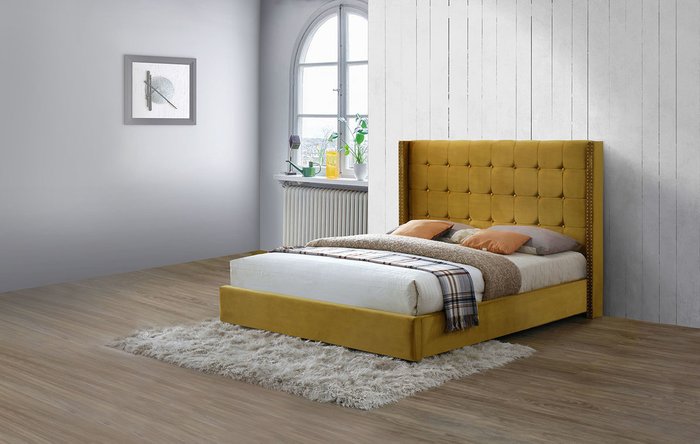 Кровать с подъемным механизмом Vivien 180x200 желтого цвета - лучшие Кровати для спальни в INMYROOM