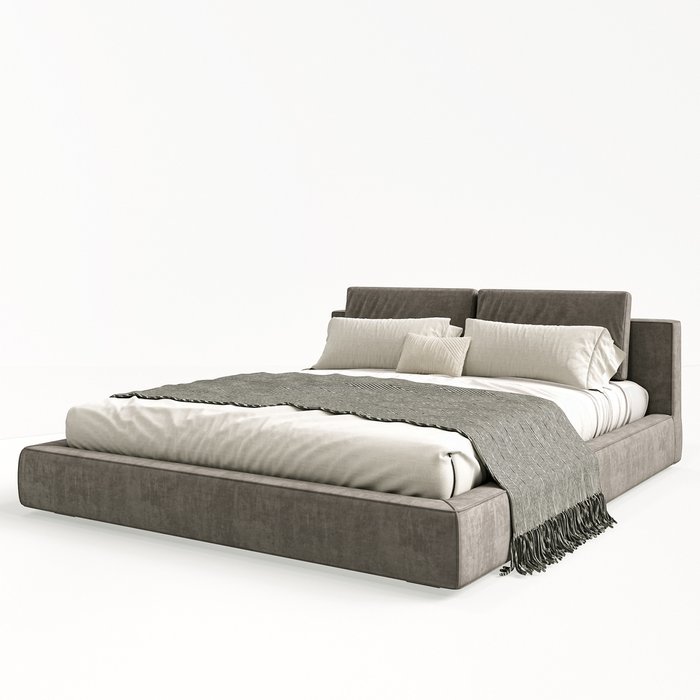 Кровать Fresno 160х200 светло-серого цвета с мягкими подушками и подъемным механизмом  - купить Кровати для спальни по цене 126900.0