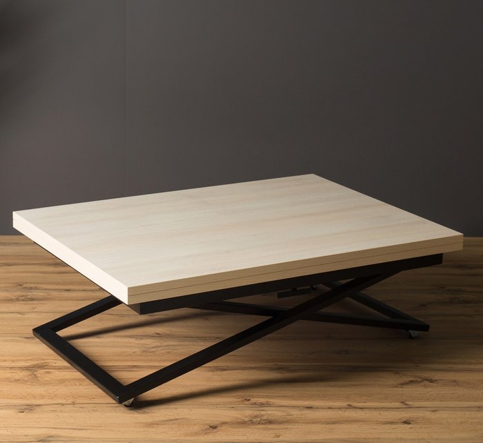 Стол трансформер Compact цвета дуб шамони светлый на черных опорах - купить Обеденные столы по цене 26200.0