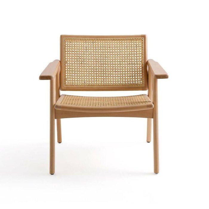 Кресло из бука и плетения Lons бежевого цвета - купить Интерьерные кресла по цене 39236.0