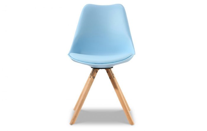 Стул Кейси с деревянными  ножками голубой - купить Обеденные стулья по цене 4200.0
