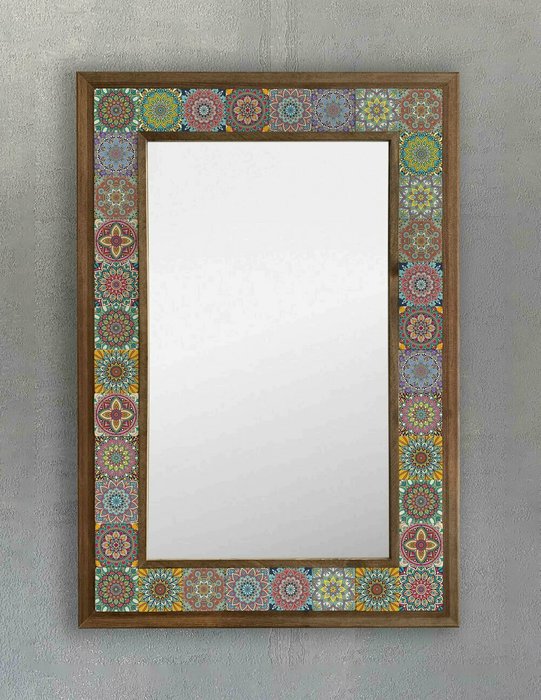 Настенное зеркало 43x63 с мозаикой из натурального камня - купить Настенные зеркала по цене 22495.0