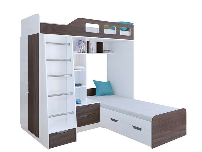 Двухъярусная кровать Астра 4 80х195 цвета Дуб шамони-белый