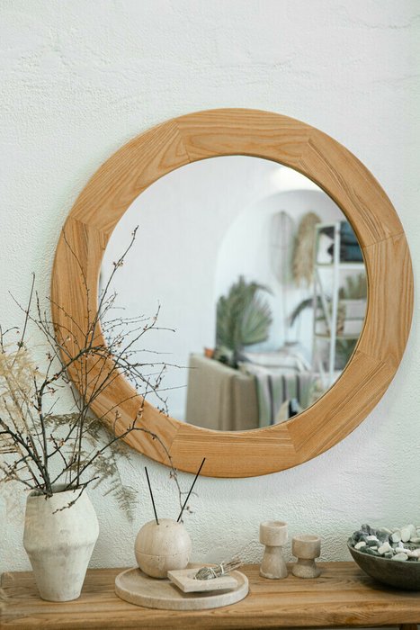 Настенное зеркало Olive d 80 бежевого цвета - лучшие Настенные зеркала в INMYROOM