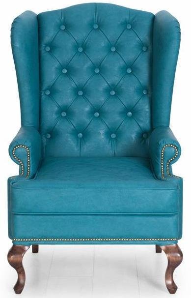 Кресло каминное Largo с ушками дизайн 20 темно-голубого цвета - купить Интерьерные кресла по цене 34200.0