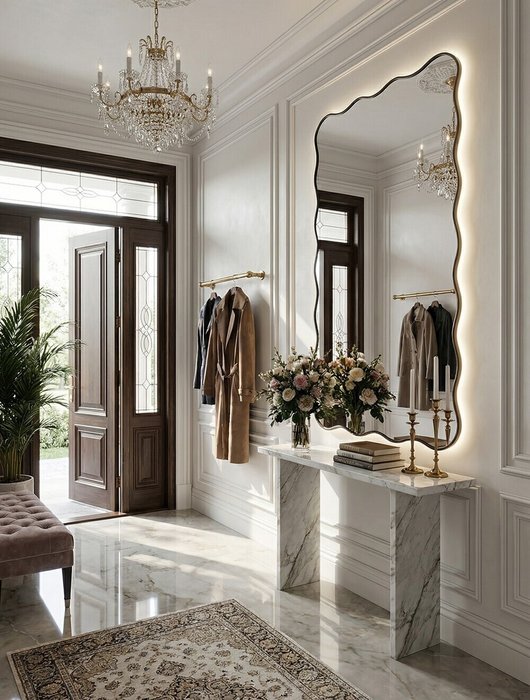 Настенное зеркало Фантазия XL LED в раме черного цвета с подсветкой - купить Настенные зеркала по цене 65200