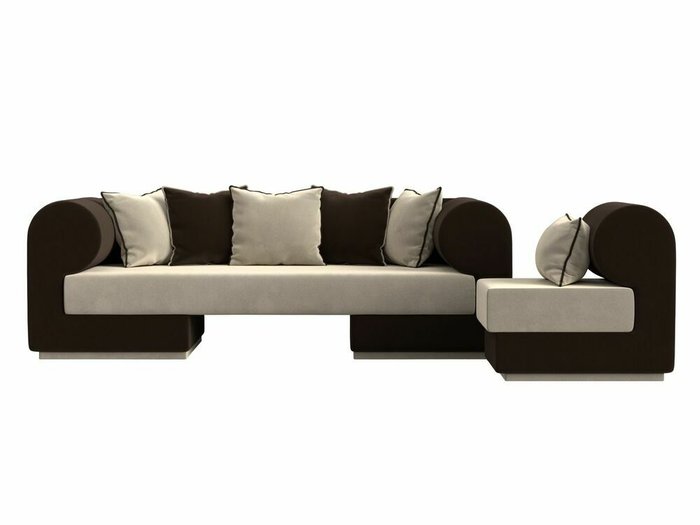 Набор мягкой мебели Кипр 2 коричнево-бежевого цвета - купить Комплекты мягкой мебели по цене 71998.0