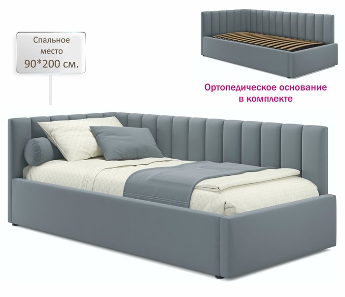 Кровать Milena 90Х200 серого цвета с ортопедическим основанием - лучшие Кровати для спальни в INMYROOM