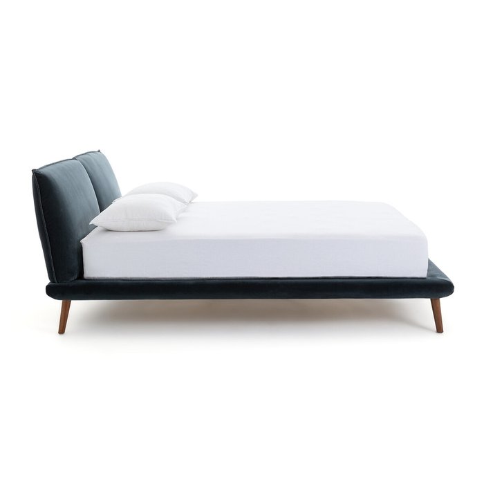 Кровать из велюра Aurore 180х200 синего цвета - купить Кровати для спальни по цене 127126.0