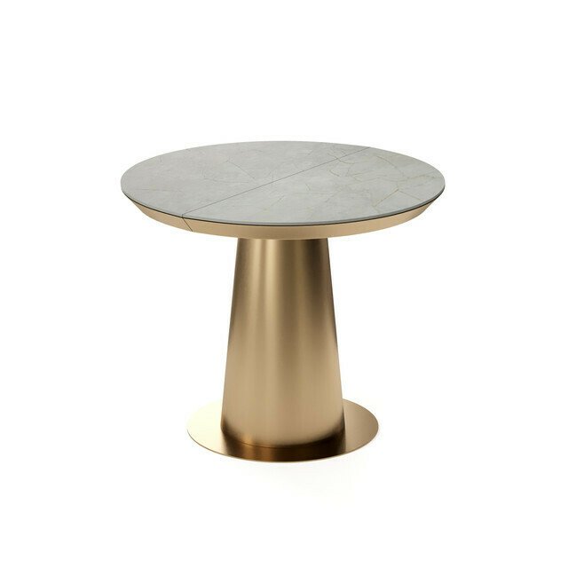 Раздвижной обеденный стол Зир серо-золотого цвета