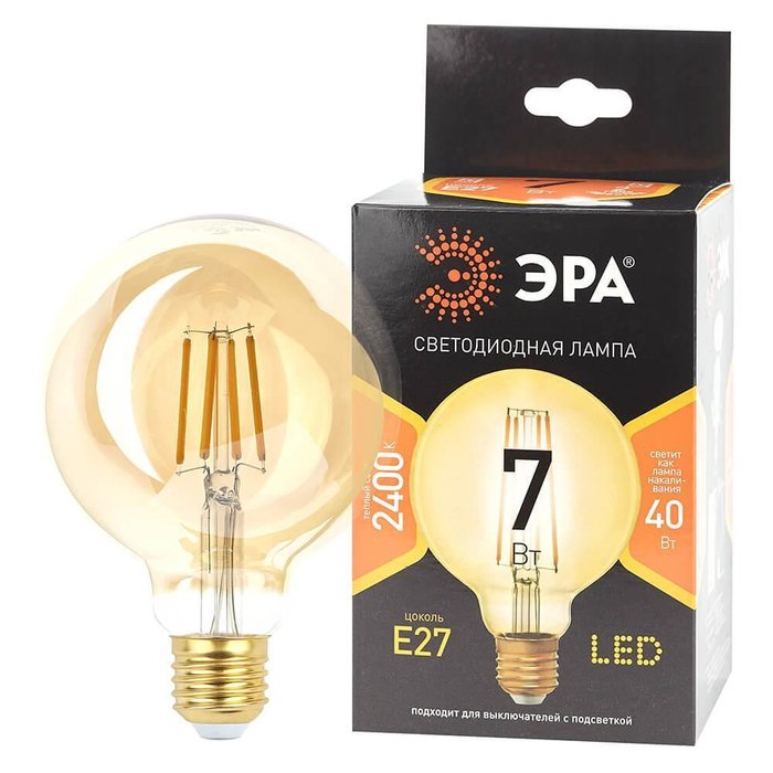Лампа светодиодная филаментная E27 7W 2400K прозрачная - купить Лампочки по цене 385.0