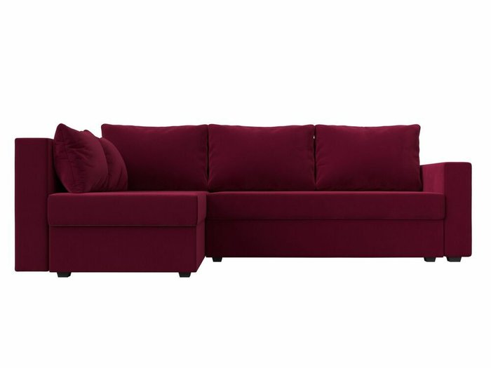 Угловой диван-кровать Мансберг бордового цвета левый угол - купить Угловые диваны по цене 39999.0