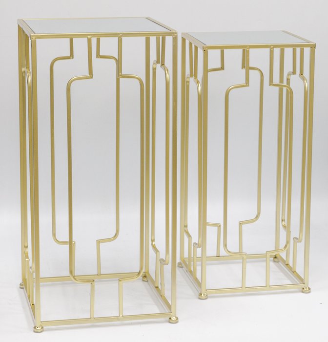 Набор интерьерных столиков с зеркальной столешницей золотого цвета - купить Кофейные столики по цене 16501.0