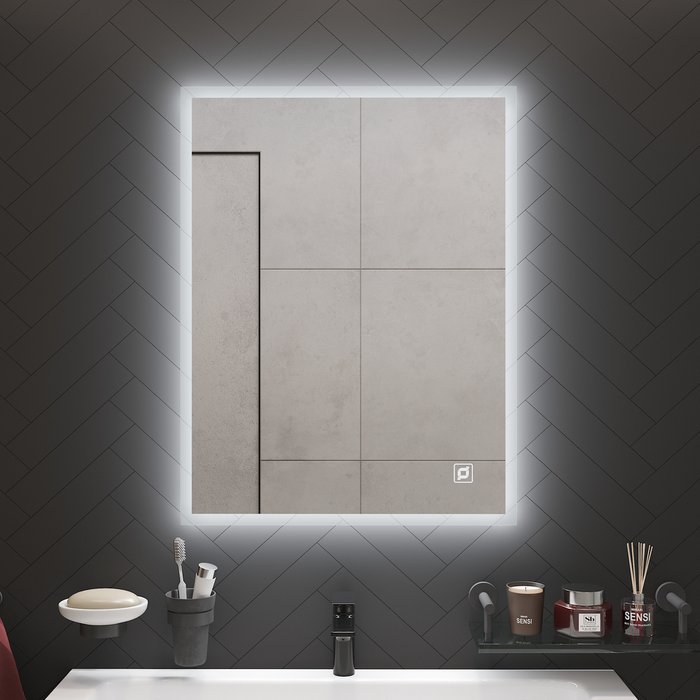 Настенное зеркало Стило 60х80 с LED-подсветкой - лучшие Настенные зеркала в INMYROOM Настенное зеркало Стило 60х80 с LED-подсветкой - лучшие Настенные зеркала в INMYROOM