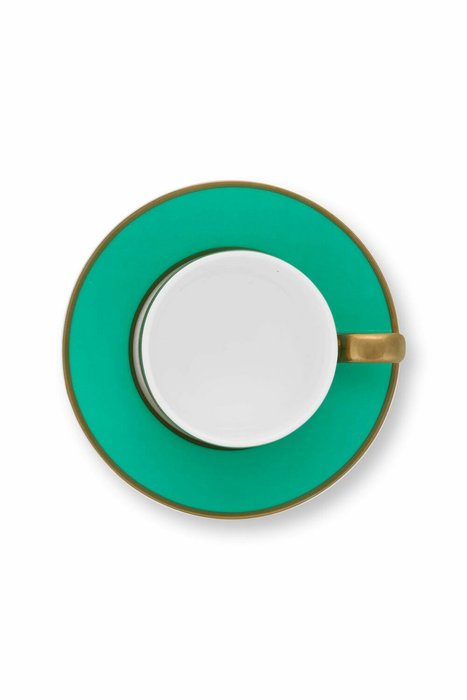 Чашка для эспрессо с блюдцем Chique Gold-Green, 120 мл - лучшие Для чая и кофе в INMYROOM