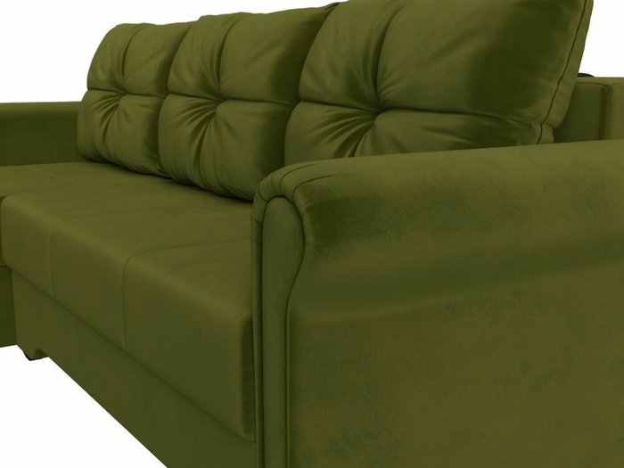 Угловой диван-кровать Леон зеленого цвета левый угол - лучшие Угловые диваны в INMYROOM