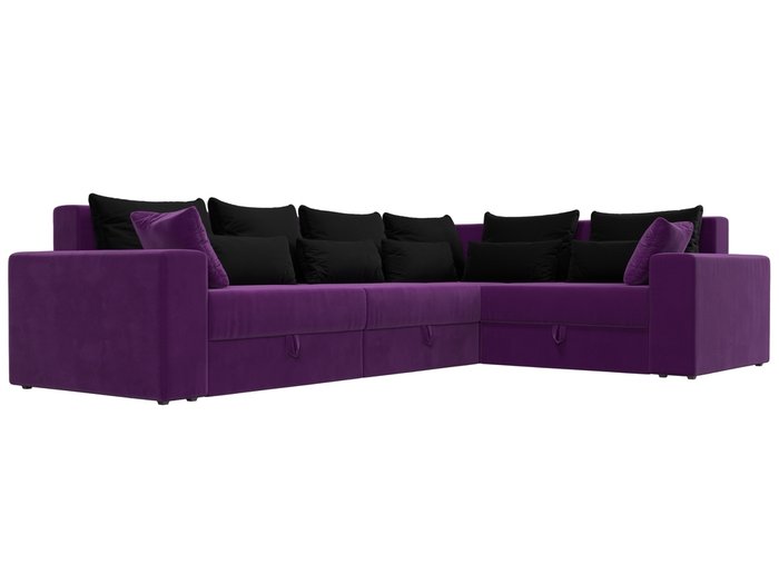Угловой диван-кровать Мэдисон Long фиолетово-черного цвета - лучшие Угловые диваны в INMYROOM