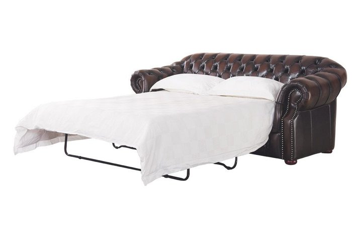 Диван-кровать с обивкой из натуральной кожи - купить Прямые диваны по цене 177323.0