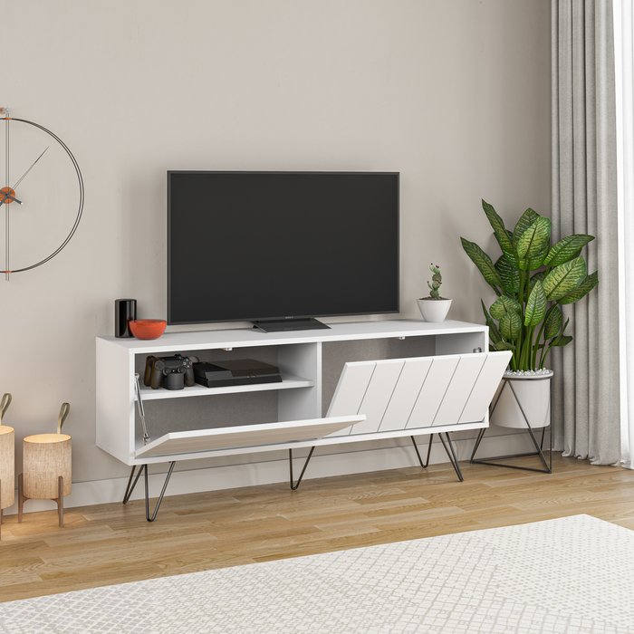 Тумба под ТВ Picadilly белого цвета - лучшие Тумбы для ТВ в INMYROOM Тумба под ТВ Picadilly белого цвета - лучшие Тумбы для ТВ в INMYROOM