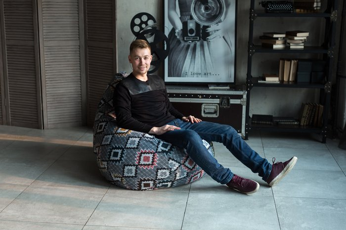 Кресло-мешок Груша XL Этнос серого цвета - лучшие Бескаркасная мебель в INMYROOM