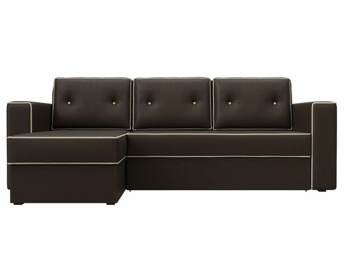 Угловой диван-кровать Принстон коричневого цвета (экокожа) левый угол - купить Угловые диваны по цене 48999.0