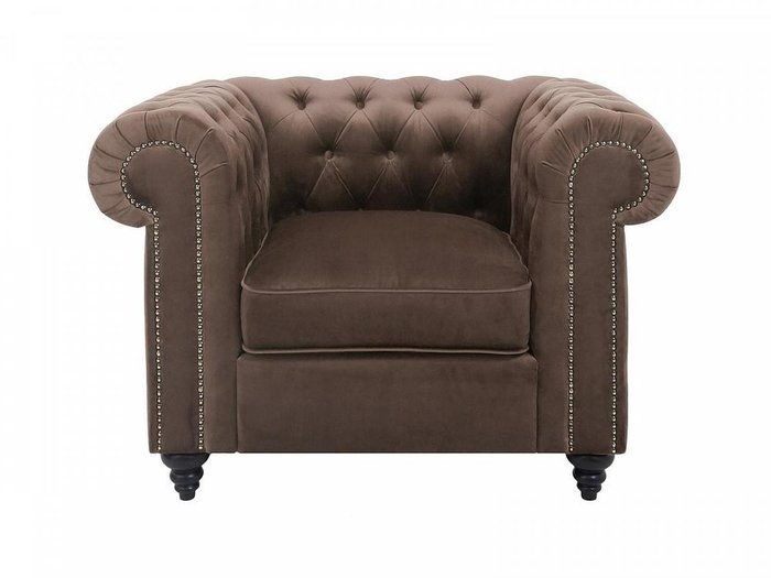 Кресло Chester Classic коричневого цвета с черными ножками 