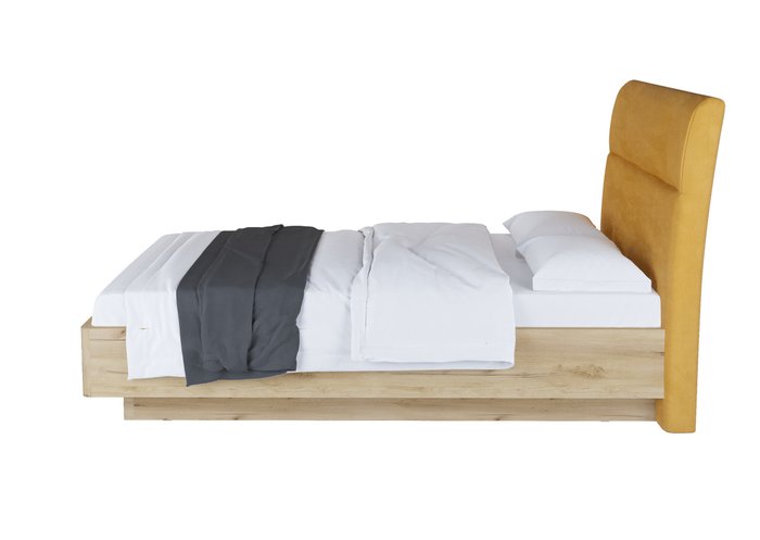 Кровать Amber Style 160х200 желтого-бежевого цвета с основанием - лучшие Кровати для спальни в INMYROOM Кровать Amber Style 160х200 желтого-бежевого цвета с основанием - лучшие Кровати для спальни в INMYROOM