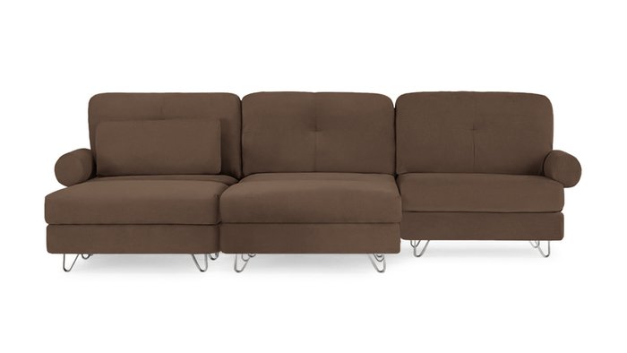 Угловой диван с двумя оттоманками Багамы коричневого цвета - лучшие Угловые диваны в INMYROOM